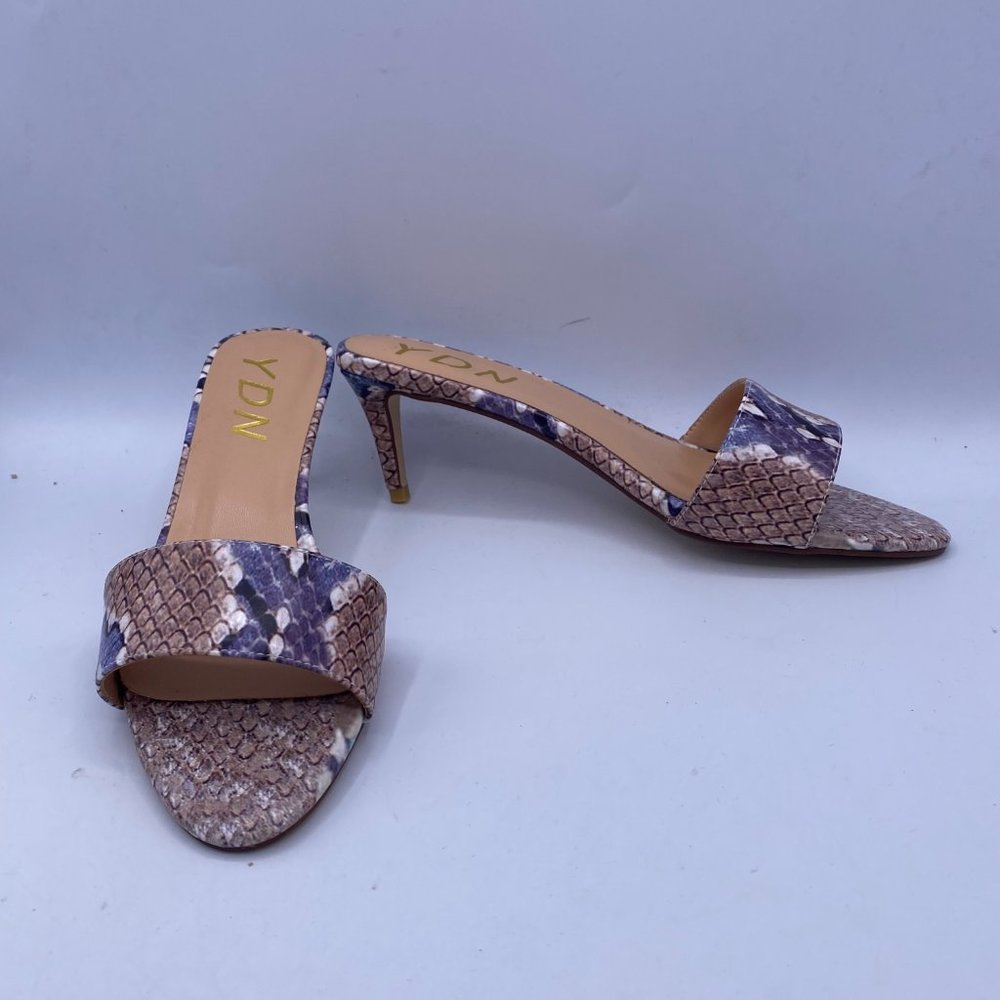 Ydn Snakeprint Kitten Heel Open Toe Mule - image 4